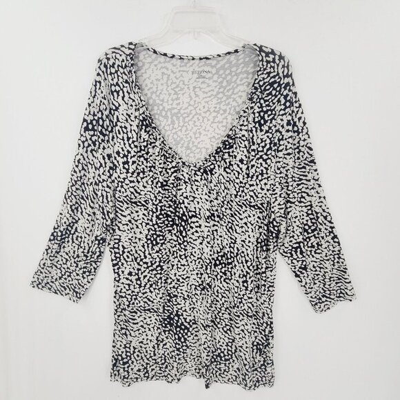Merona Women's 3/4 Sleeve Pullover blouse Black/White Pattern Size 4X - Picture 1 of 8